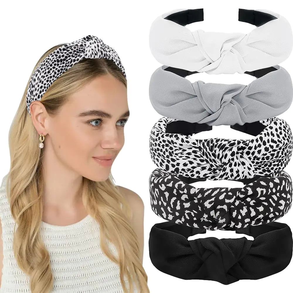 AHONEY 5-Pack Women’s Black Knotted Headbands